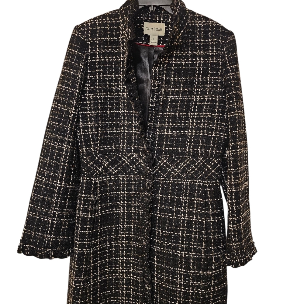 White House Black Market Black and White Tweed Blazer Jacket - Picture 2 of 6